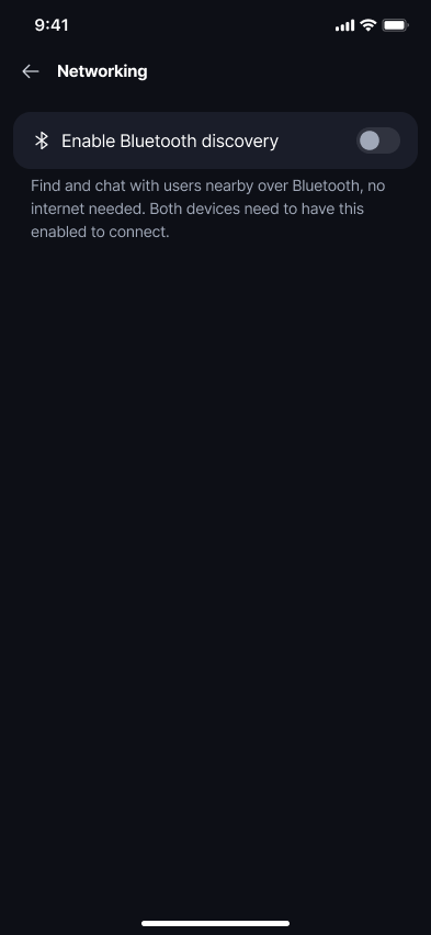 Chat over Bluetooth π‘ Β· Mobile Toggle on 'Enable Bluetooth discovery':.