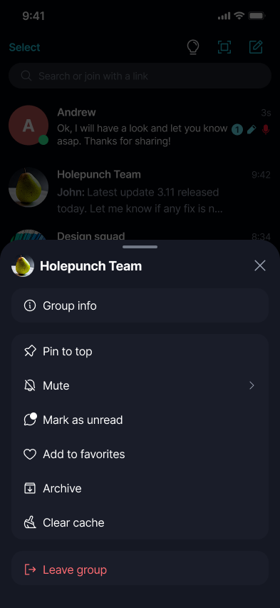 Mute a Chat π Β· Mobile Long-press a chat, then tap 'Mute', and choose how long to mute it for.