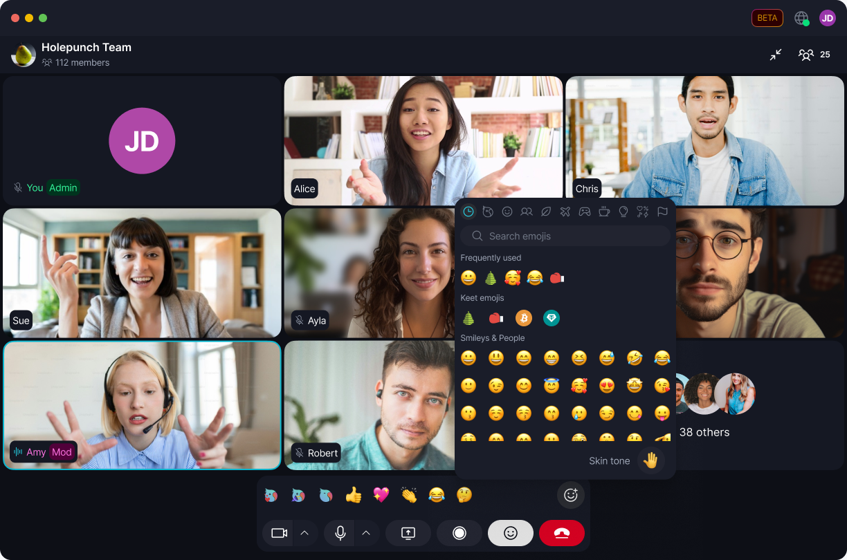 Call Reactions π Β· Desktop Select the + button for the full emoji picker if you want a reaction outside the quick list.