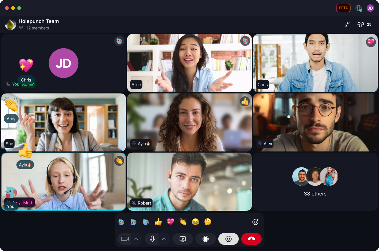 Call Reactions π Β· Desktop Your reaction appears floating over your video for everyone on the call to see.